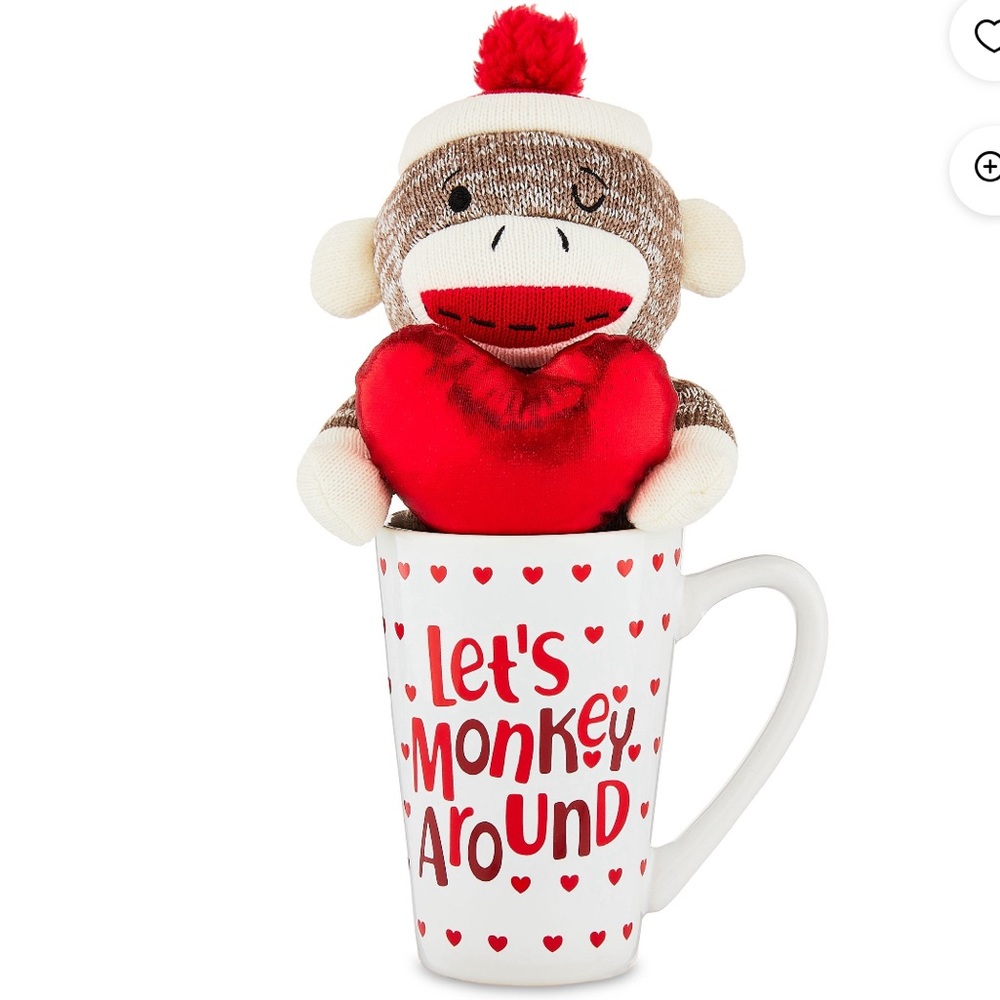 Brown Monkey Plush Toy and Latte Mug